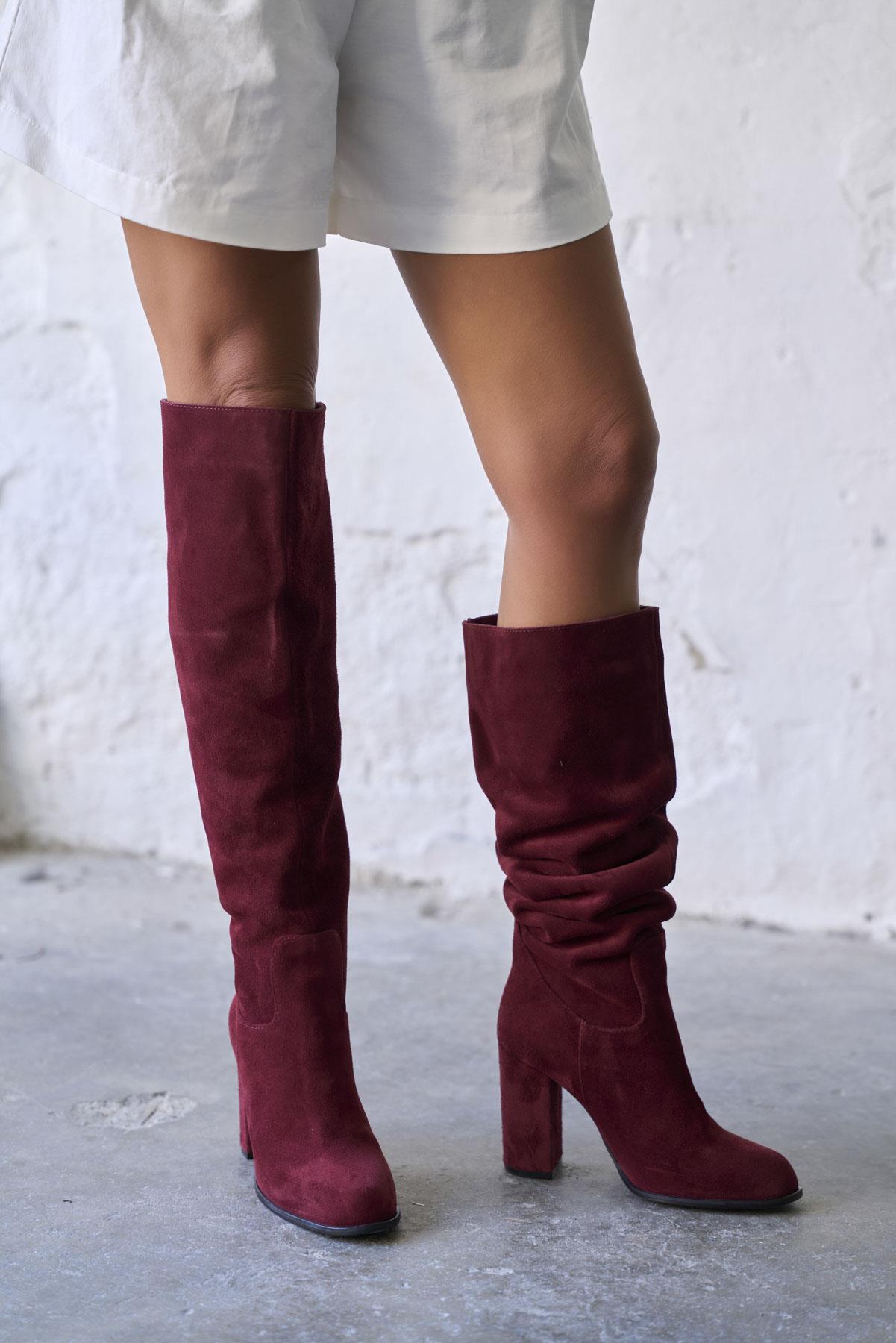 SİENTO BORDO SÜET ÇİZME