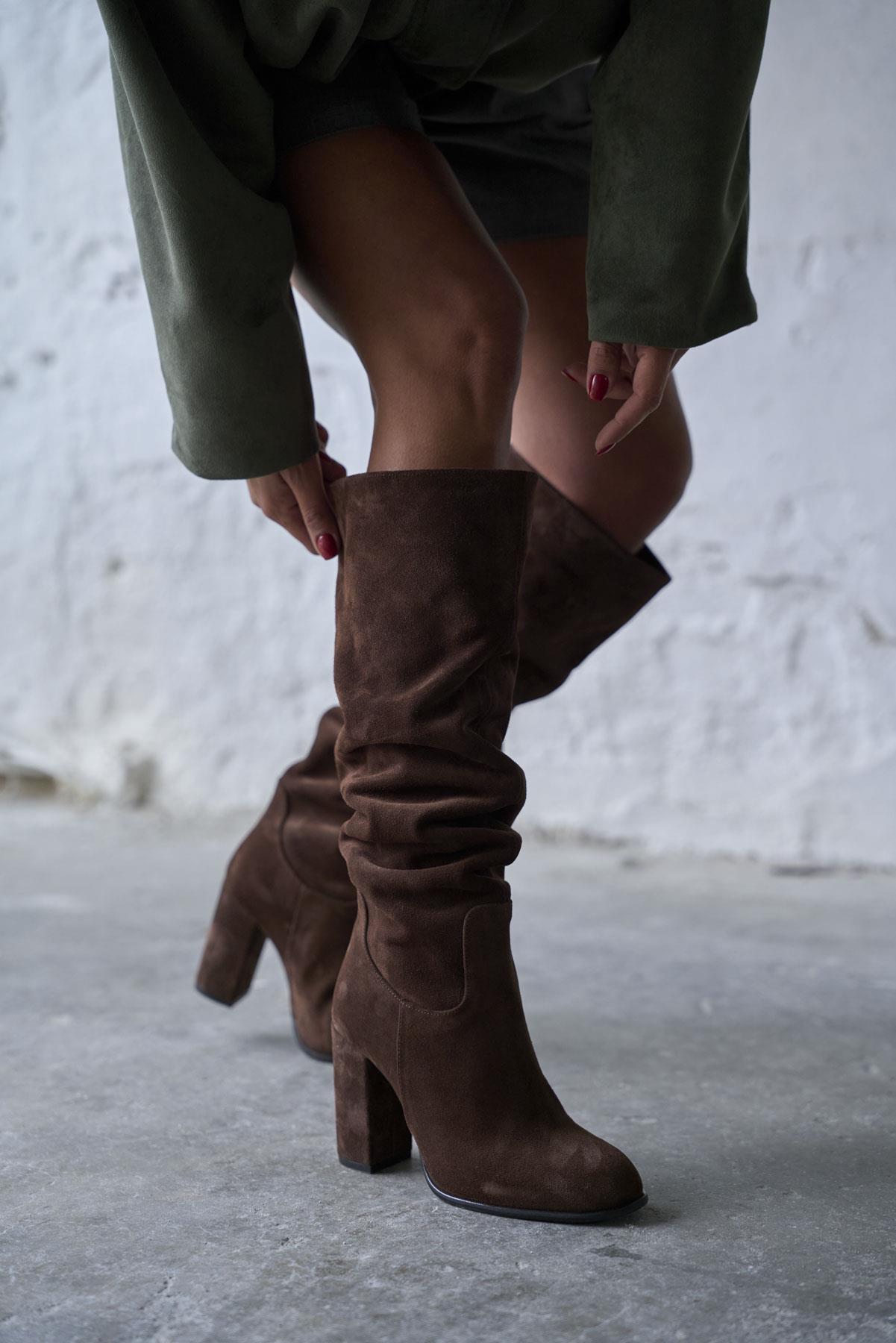 SİENTO KAHVE SÜET ÇİZME