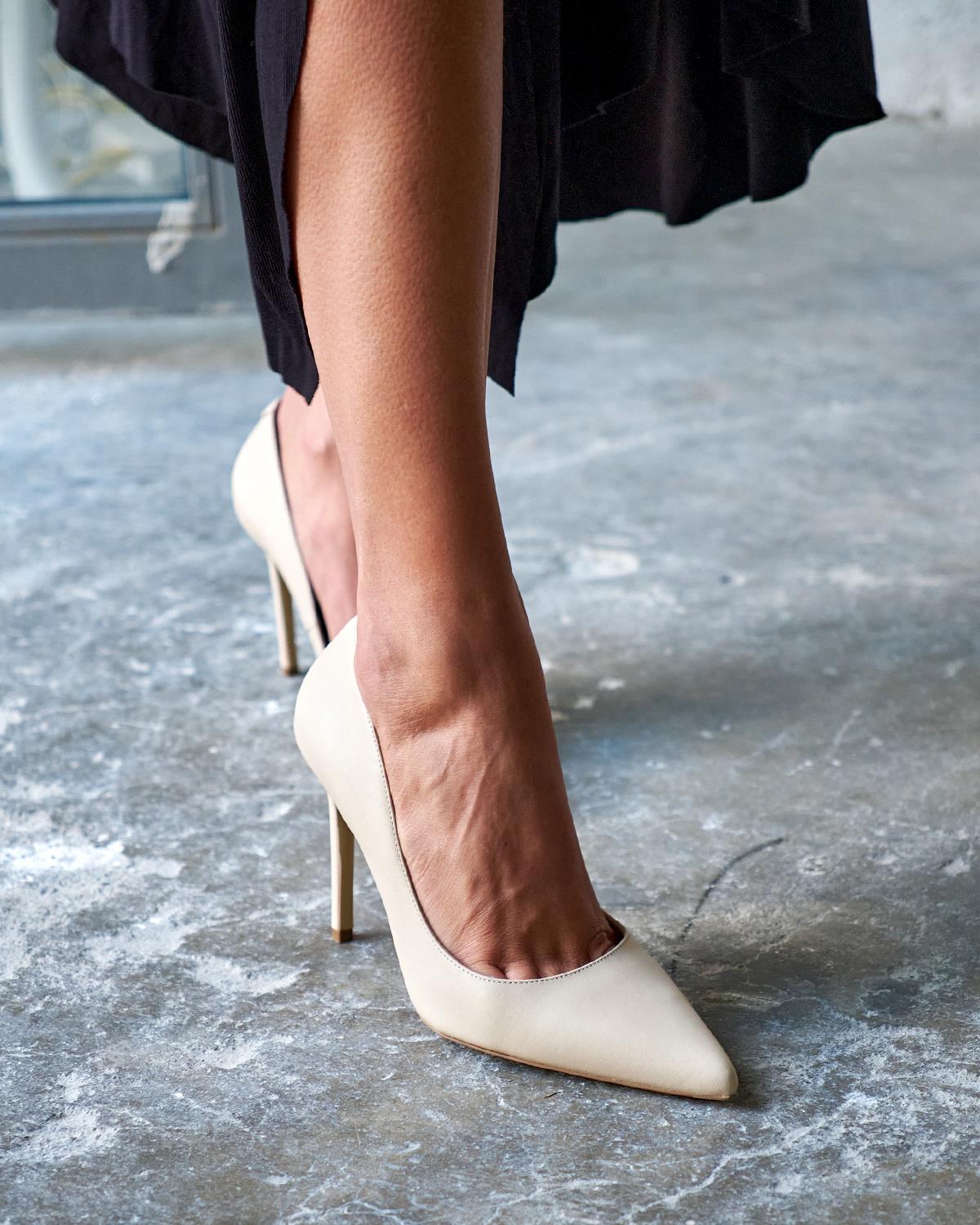 SİSTA 10 CM BEJ DERİ STİLETTO 