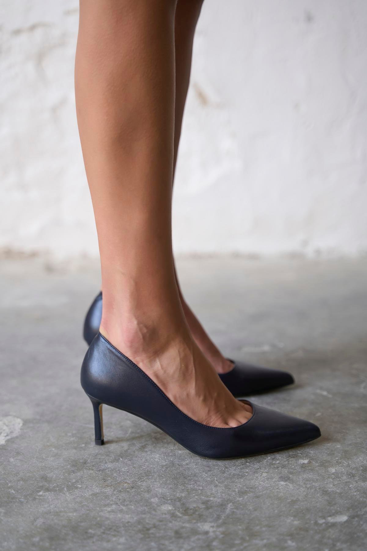 SİSTA 5 CM LACİVERT DERİ STİLETTO