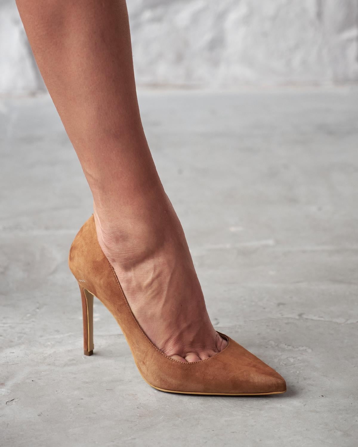 SİTY 10 CM KARAMEL SÜET STİLETTO