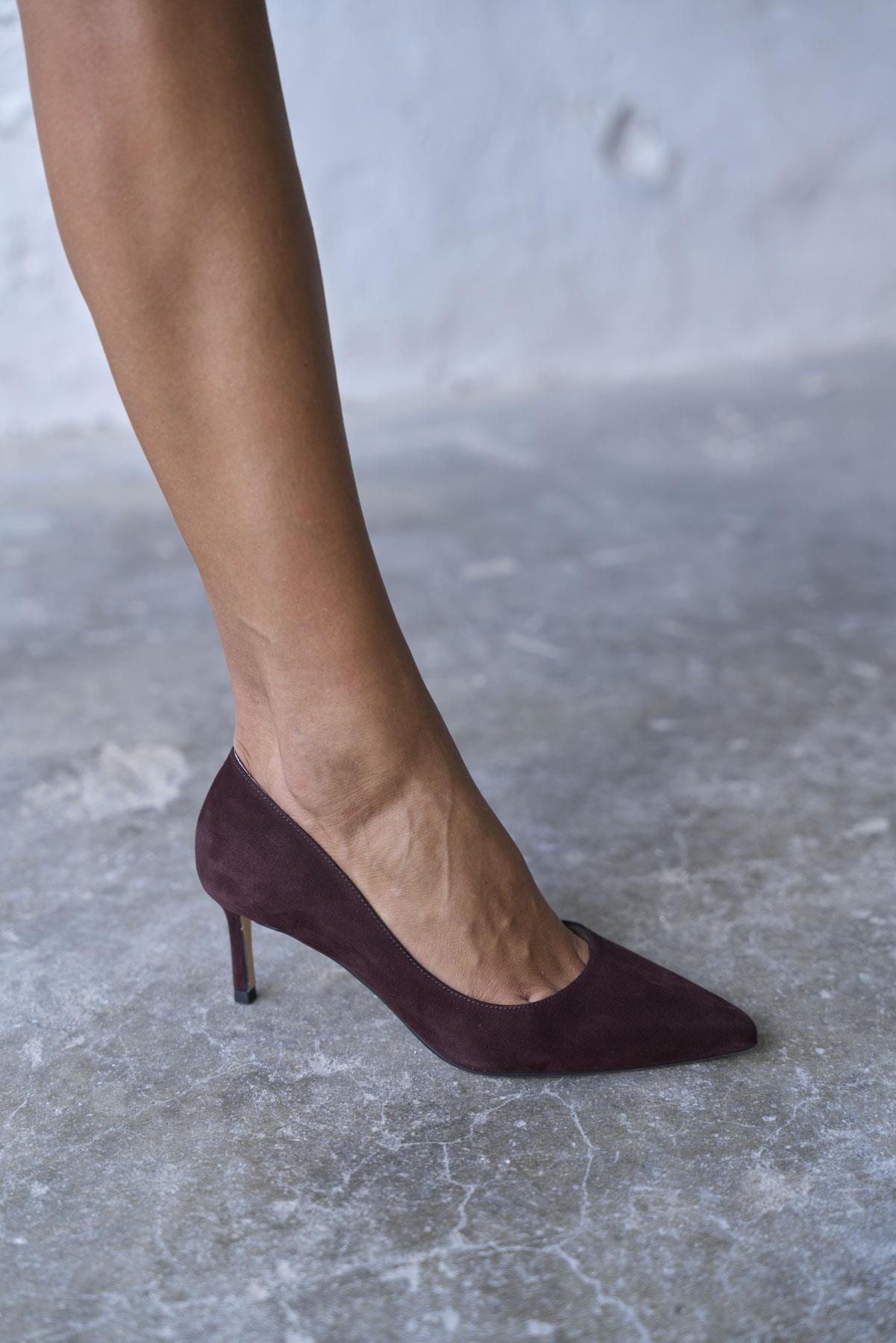 SİTY 5 CM BORDO SÜET STİLETTO · 2
