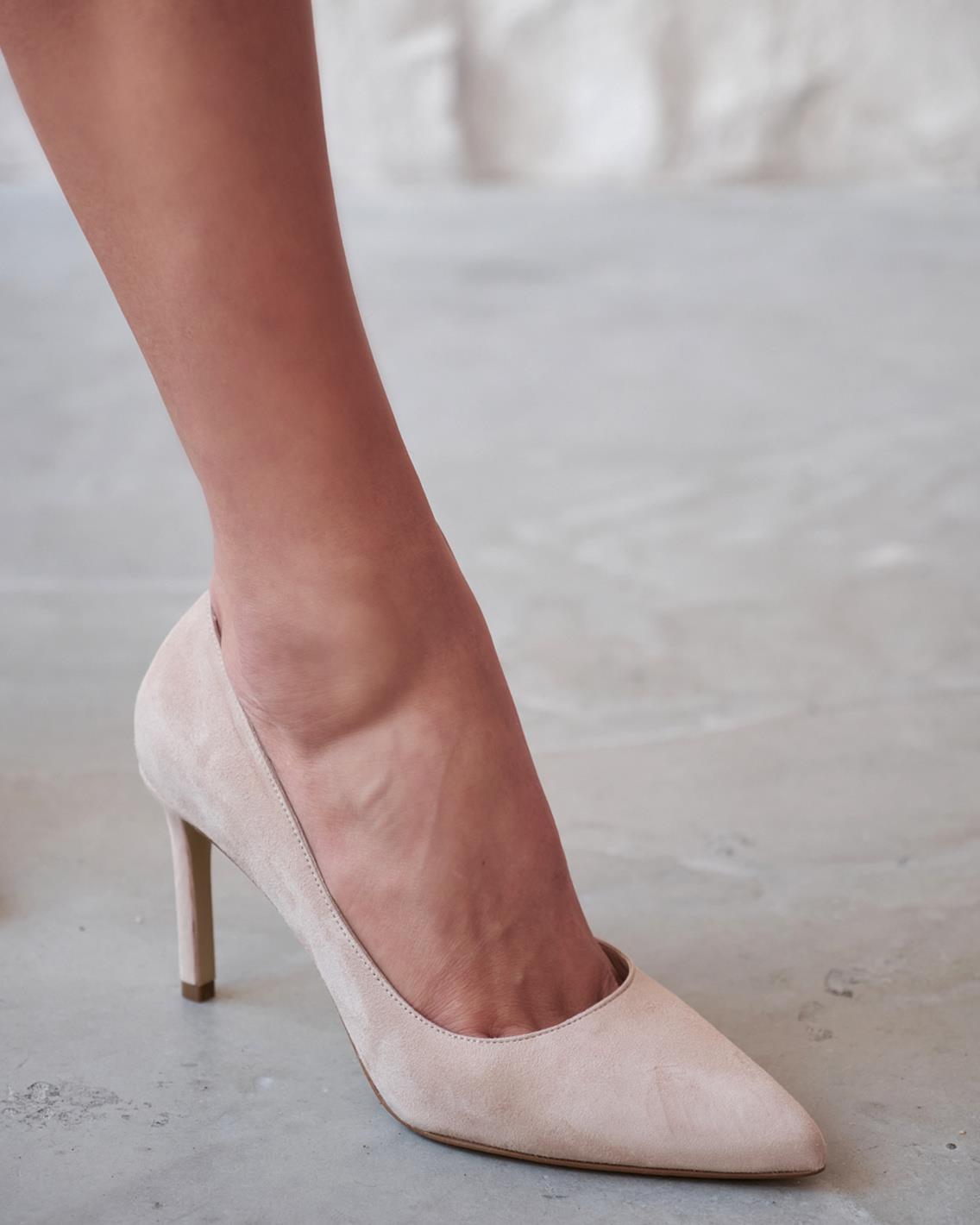 SİTY 8 CM BEJ SÜET STİLETTO