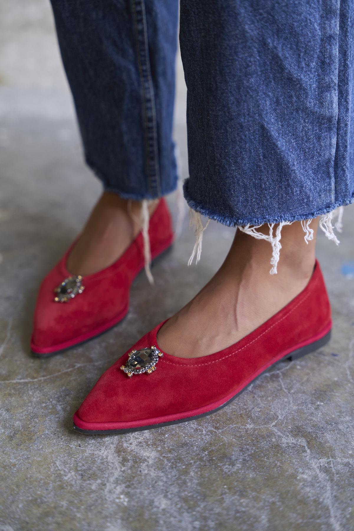 TELLES KIRMIZI SÜET BABET