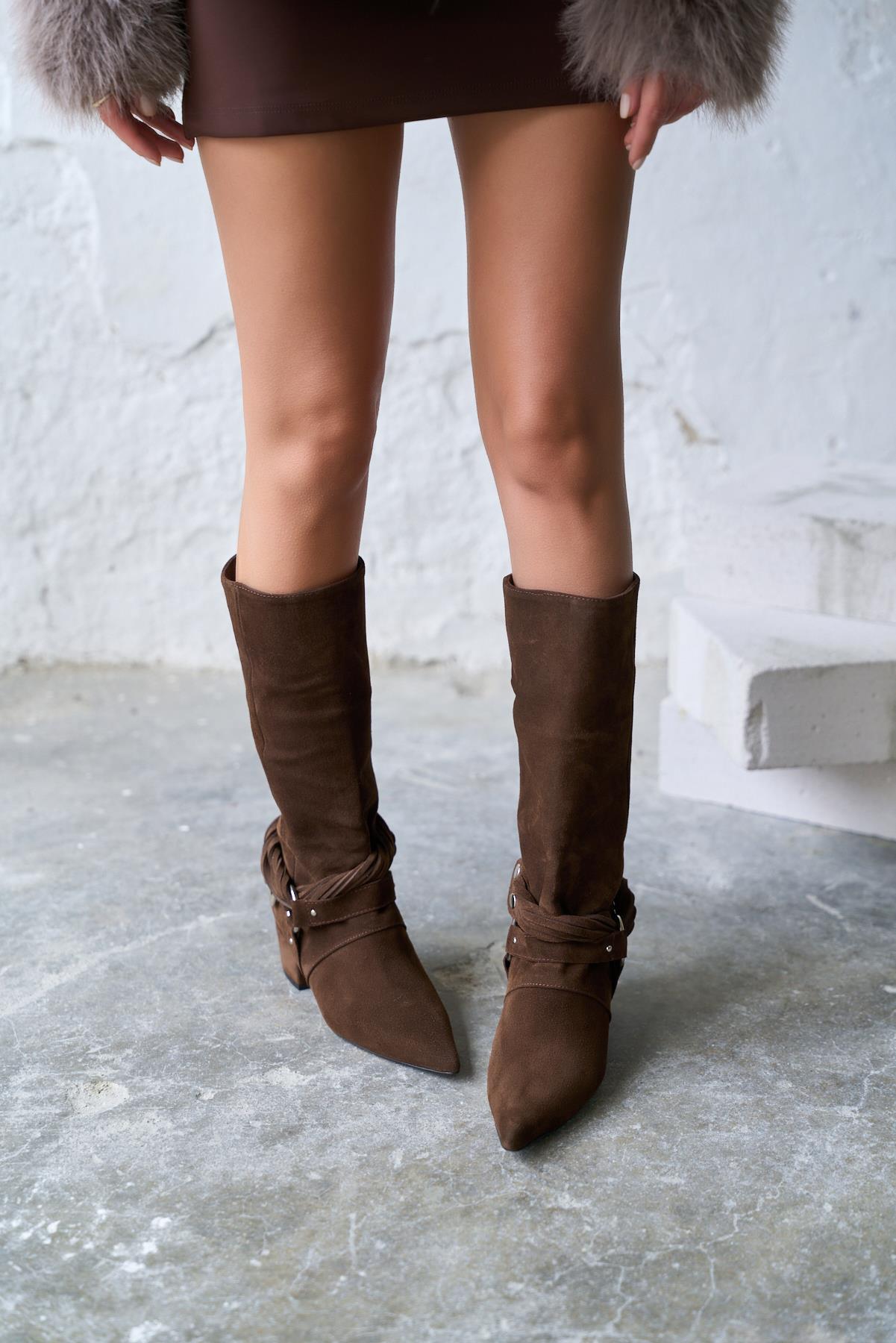 UGARTE KAHVE SÜET KOVBOY ÇİZME