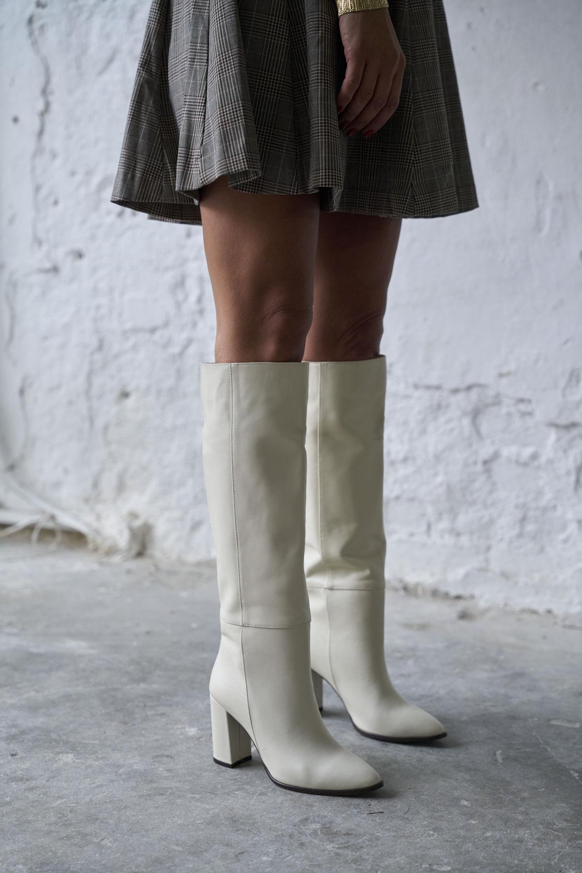 USHER EKRU DERİ ÇİZME