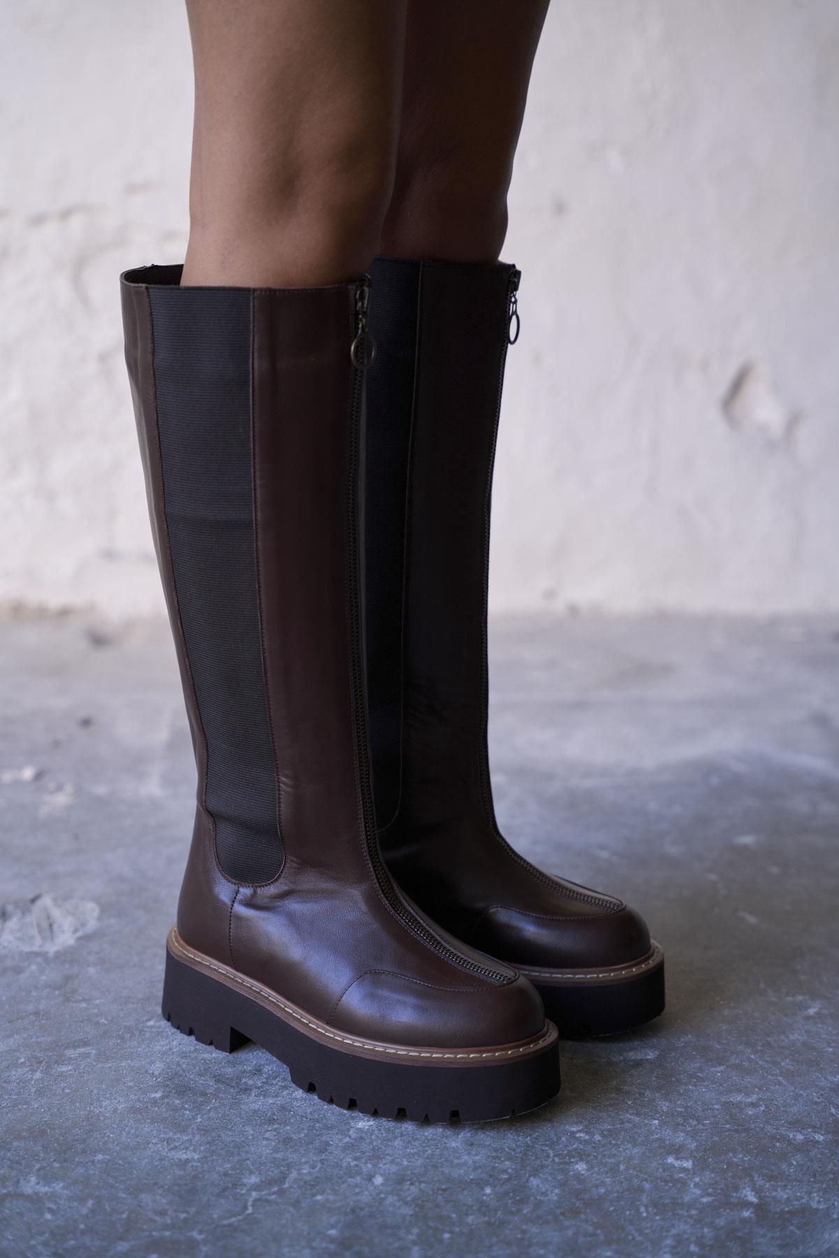 VAYNO KAHVE DERİ ÇİZME