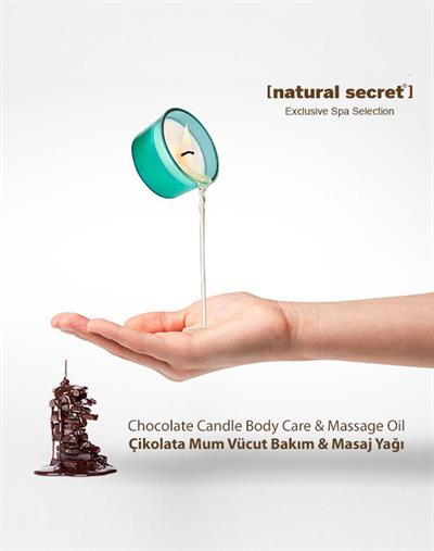 Natural Secret Chocolate Candle Massage & Body Care Oil - Çikolata Mum Masaj & Vücut Bakım Yağı
