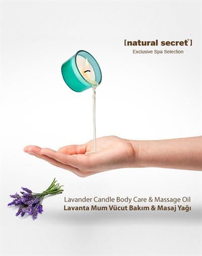 Natural Secret Lavender Candle Masaj & Vücut Bakım Yağı - Lavanta Mum Masaj & Vücut Bakım Yağı