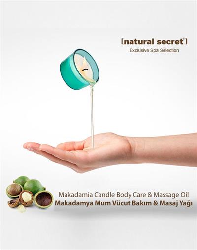 Natural Secret Macadamia Candle Massage & Body Care Oil - Makademya Mum Masaj & Vücut Bakım Yağı