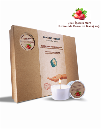 Natural Secret Strawberry Candle Massage & Body Care Oil - Çilek Mum Masaj & Vücut Bakım Yağı