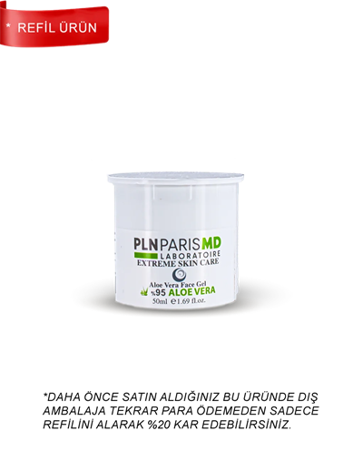 PLN PARIS MD Aloe Vera Face Gel / %95 Aloe Vera İçerikli Yatıştırıcı Ve Nemlendirici Jel 50ml REFIL
