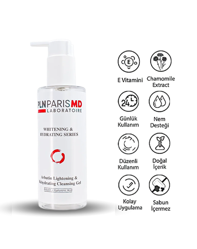PLN PARIS MD Arbutin Lightening & Rehydrating Cleansing Gel / Arbutin İçerikli Leke Açıcı ve Nemlendirici Temizleme Jeli 200ml