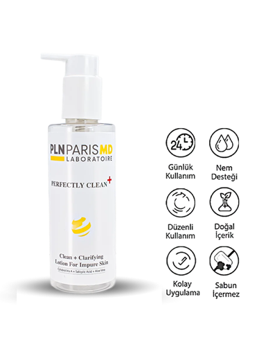 PLN PARIS MD Perfectly Clean + Clarifying Lotion for Impure Skin / Akneli, Yağlı, Karma ve Problemli Ciltler İçin Yoğun Etkili Tonik 200ml