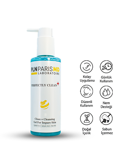 PLN PARIS MD Perfectly Clean + Cleansing Gel for Impure Skin Akneli, Yağlı, Karma ve Problemli Ciltler İçin Yoğun Etkili Temizleme Jeli 200ml