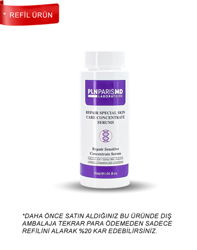 PLN PARIS MD Repair Sensitive Concentrate Serum / Hassas Dahil Tüm Ciltlere Sakinleştirici, Yatıştırıcı Bakım Serumu 30ml REFIL