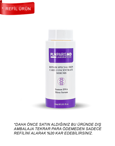 PLN PARIS MD Repair Somon DNA Meso Serum / Yoğun Somon DNA içerikli Cilt Yenileme, İnce Çizgilerin Açılması ve Akne Karşıtı Etkili Saf Serum 30ml REFIL
