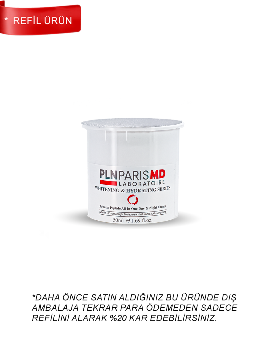 PLN PARIS MD Arbutin & Peptide & Day & Night Cream / Arbutin İçerikli Leke Açıcı ve Nemlendirici gündüz ve gece kremi 50ml REFIL