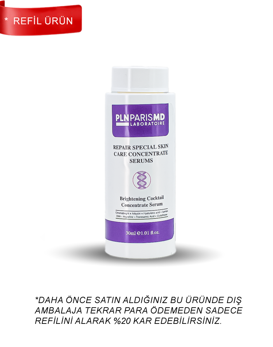 PLN PARIS MD Brightening Cocktail Concentrate Serum / Arbutin Ve Peptit İçerikli Leke Açıcı Serum 30ml