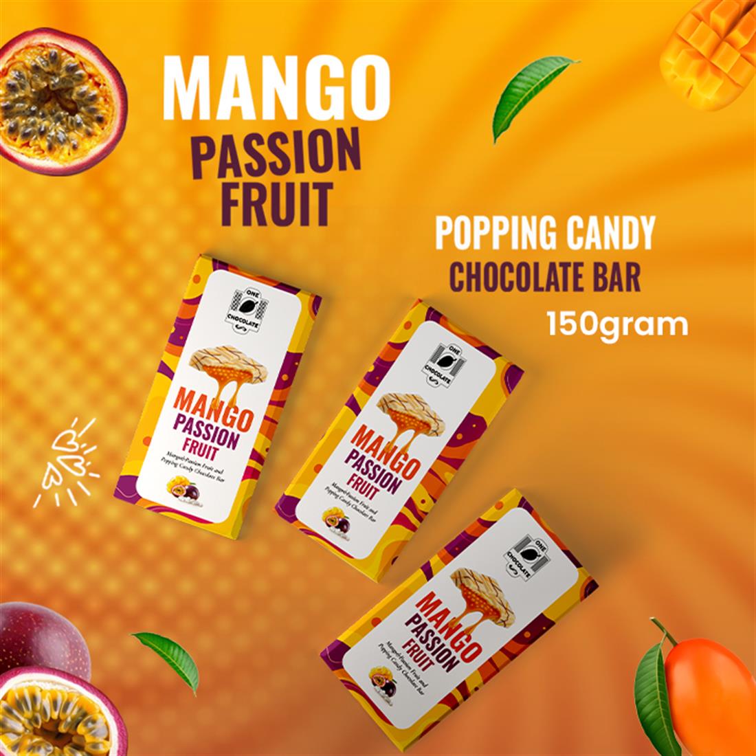 Mango and Passion Fruit Chocolate Bar 150gram
