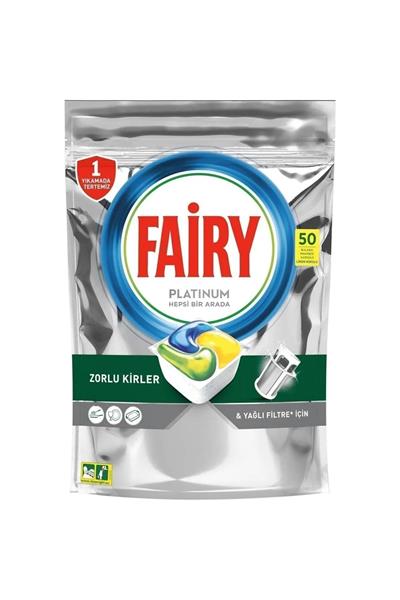 Fairy Platinum Bulaşık Makinesi Deterjanı Tableti/Kapsülü Limon Kokulu 50 Yıkama