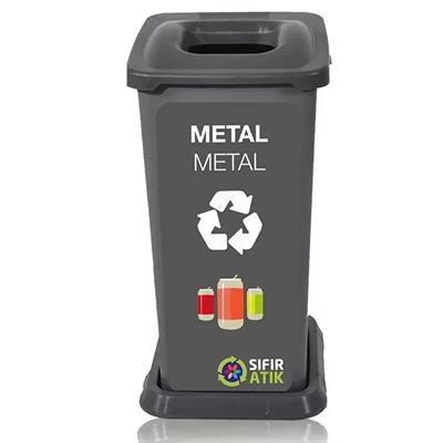 70 LT Sıfır Atık Projesi Atık Metal Kutusu Standlı Etiketli