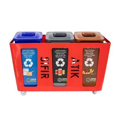 70 LT Sıfır Atık Projesi Atık Metal Kutusu Standlı Etiketli