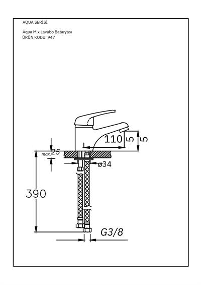 Aqua Serisi Lavabo Bataryası
