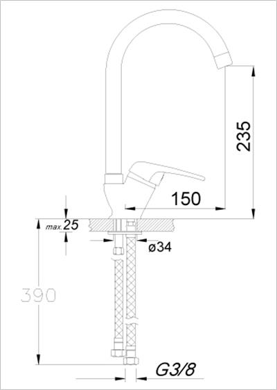 Aqua Serisi Tek Gövde Eviye Bataryası