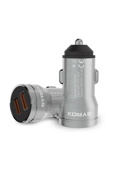 Başkenttekno Syrox SC20 3.1A Çift Usb Girişli Metal Araç Şarj Başliği