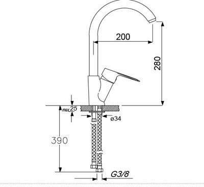Dior Serisi Tek Gövde Eviye Bataryası Altın