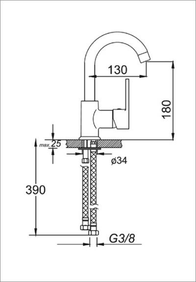 Enzo Serisi Tek Gövde Lavabo Bataryası