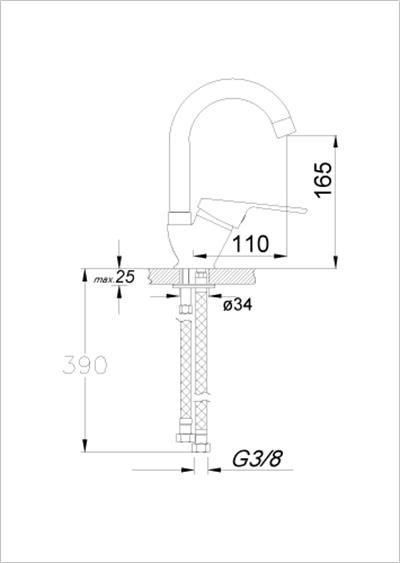 Fiesta Serisi Tek Gövde Lavabo Bataryası