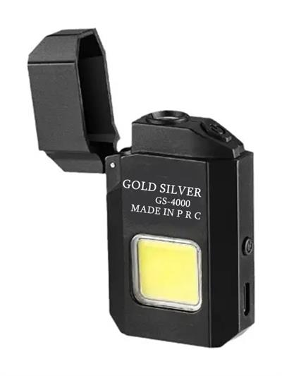 Gold Silver Gazsız Rezistanslı Elektrikli USB Şarjlı Çakmak Mini Cob El Fenerli 2 In 1 Mini Projektörlü Çakmak