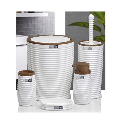 İBİCO OKY-486-3-A-B-K-S ( ELEGANS ) ( AHŞAP & MİX ) 5PCS BANYO SETİ
