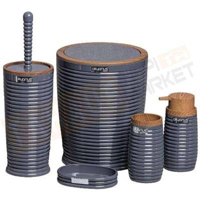 İBİCO OKY-486-3-A-B-K-S ( ELEGANS ) ( AHŞAP & MİX ) 5PCS BANYO SETİ