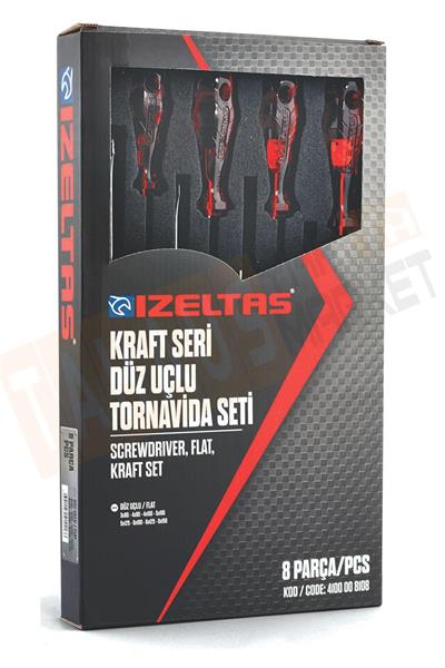 İzeltaş Kraft Seri Düz Uçlu Tornavida Serisi 8 Parça