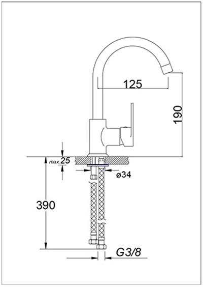 Mercan Serisi Tek Gövde Lavabo Bataryası Beyaz