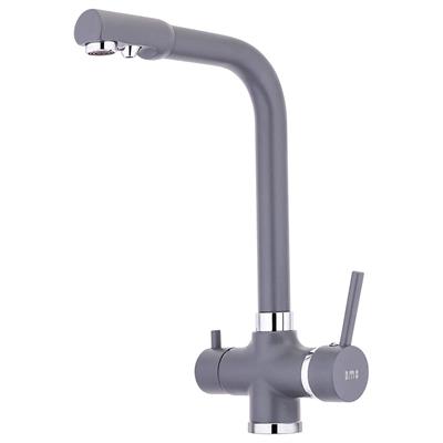 Mutfak Bataryaları Serisi Arıtma Tek Gövde Eviye Bataryası Gri