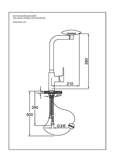 Mutfak Bataryaları Serisi Oval Şelale Spiralli Eviye Bataryası