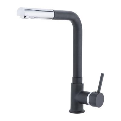 Mutfak Bataryaları Serisi Tek Gövde Spiralli Eviye Bataryası Siyah