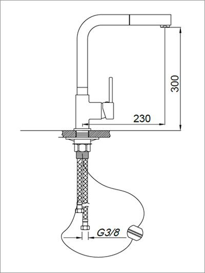Mutfak Bataryaları Serisi Tek Gövde Spiralli Eviye Bataryası Siyah