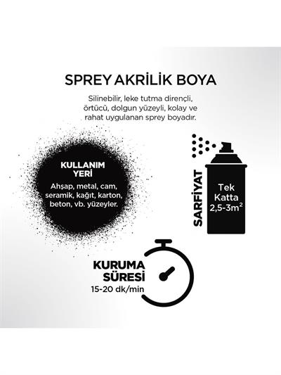 Polisan Akrilik Parlak Siyah Sprey Boya 400 ml - RAL 9005