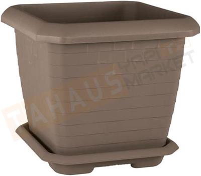 Serinova HK03 Hisar Kare Saksı No:3 Tabaklı 37 cm, 25,5 Litre Mocha