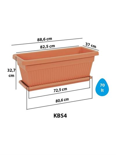 Serinova KBT04 Kemer Bahçe Saksı Set 4 No 70 Litre 88,6 cm, Kiremit