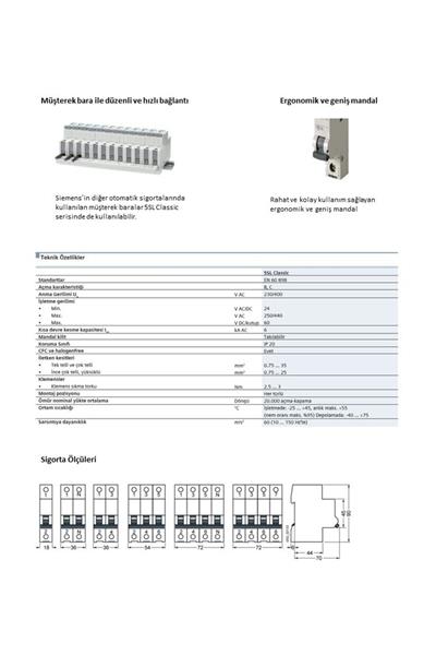Siemens Siemens 5SL6350-7 3 Fazlı 50A C Tipi (Yavaş Karakterli) 6kA Otomatik Sigorta