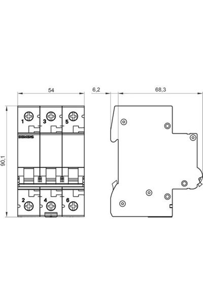 Siemens Sıemens Otomatik Sigorta 5sl6320-7ya 3 Fazlı 20a C Tipi 6ka