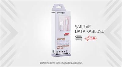 Syrox C12 2.0A Lıghtnıng İphone Şarj Ve Data Kablosu