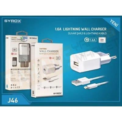 Syrox J46 Lightning Şarj Aleti 1.6Amper