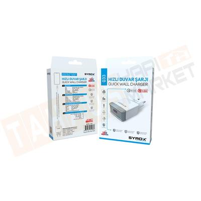 Syrox Q33 3.0Amper 18W Usb Quick Şarj Aleti Başlığı
